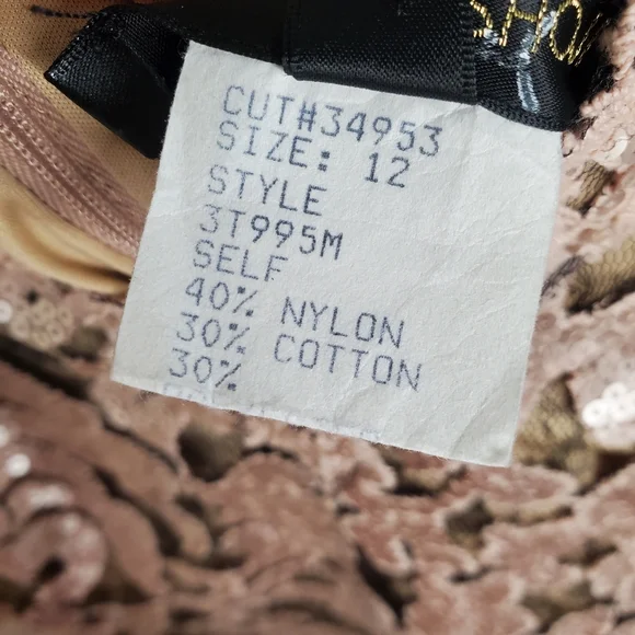 27) TADASHI SHOJI Sequin Champagne V-Neck Sleeveless Cocktail Sz. 12 - Picture 4 of 10